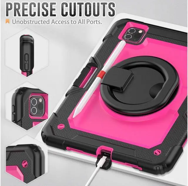 Alt view image 5 of 5 - BONAEVER Case for iPad Air 5 Air 4 10.9 2022 2020 iPad Pro 11 inch 2022 2021 2020 2018 with Screen Protector Handle Strap Stand and Shoulder Strap