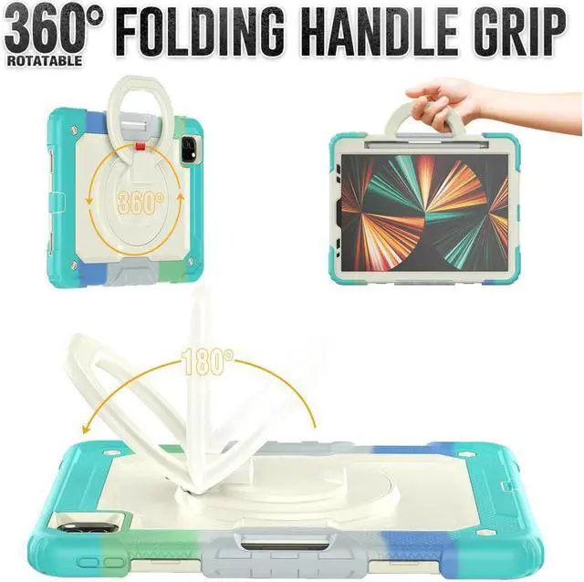 Alt view image 2 of 7 - BONAEVER Case for iPad Air 5 Air 4 10.9 2022 2020 iPad Pro 11 inch 2022 2021 2020 2018 with Screen Protector Handle Strap Stand and Shoulder Strap
