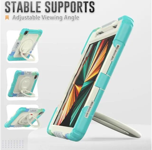 Alt view image 4 of 7 - BONAEVER Case for iPad Air 5 Air 4 10.9 2022 2020 iPad Pro 11 inch 2022 2021 2020 2018 with Screen Protector Handle Strap Stand and Shoulder Strap