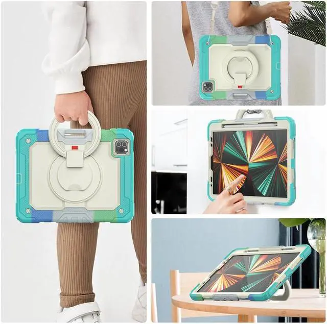 Alt view image 7 of 7 - BONAEVER Case for iPad Air 5 Air 4 10.9 2022 2020 iPad Pro 11 inch 2022 2021 2020 2018 with Screen Protector Handle Strap Stand and Shoulder Strap