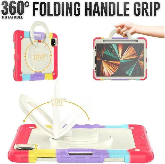 Alt view image 2 of 7 - BONAEVER Case for iPad Air 5 Air 4 10.9 2022 2020 iPad Pro 11 inch 2022 2021 2020 2018 with Screen Protector Handle Strap Stand and Shoulder Strap