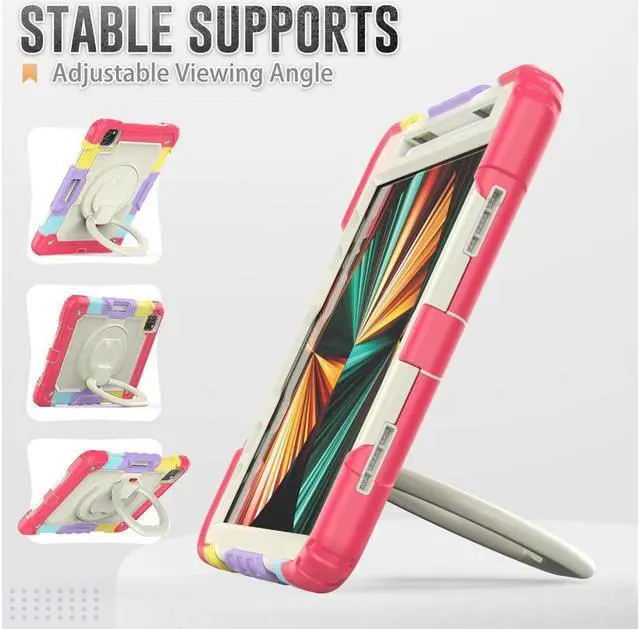 Alt view image 3 of 7 - BONAEVER Case for iPad Air 5 Air 4 10.9 2022 2020 iPad Pro 11 inch 2022 2021 2020 2018 with Screen Protector Handle Strap Stand and Shoulder Strap