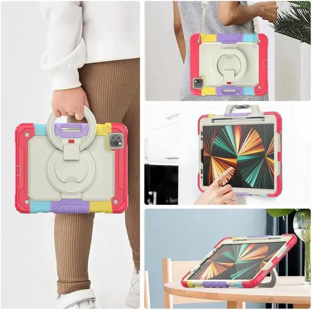 Alt view image 7 of 7 - BONAEVER Case for iPad Air 5 Air 4 10.9 2022 2020 iPad Pro 11 inch 2022 2021 2020 2018 with Screen Protector Handle Strap Stand and Shoulder Strap