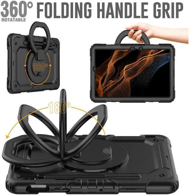 Alt view image 3 of 7 - BONAEVER For Samsung Galaxy Tab S8 Case 11 inch 2022 SM-X700 SM-X706 with Screen Protector / Rotatable Stand / Hand Strap / S-Pen Holder For Galaxy Tab S7 11 inch 2020 SM-T870 SM-T875 SM-T878