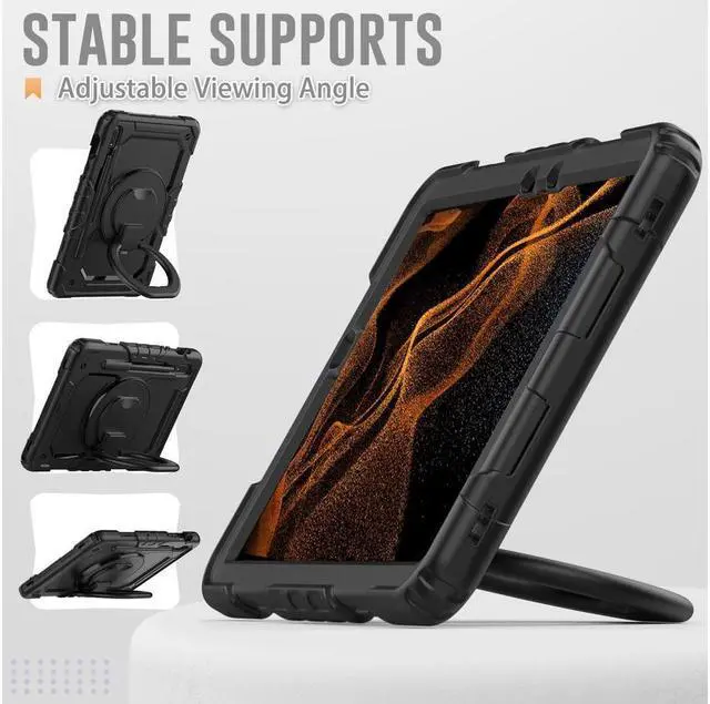 Alt view image 5 of 7 - BONAEVER For Samsung Galaxy Tab S8 Case 11 inch 2022 SM-X700 SM-X706 with Screen Protector / Rotatable Stand / Hand Strap / S-Pen Holder For Galaxy Tab S7 11 inch 2020 SM-T870 SM-T875 SM-T878