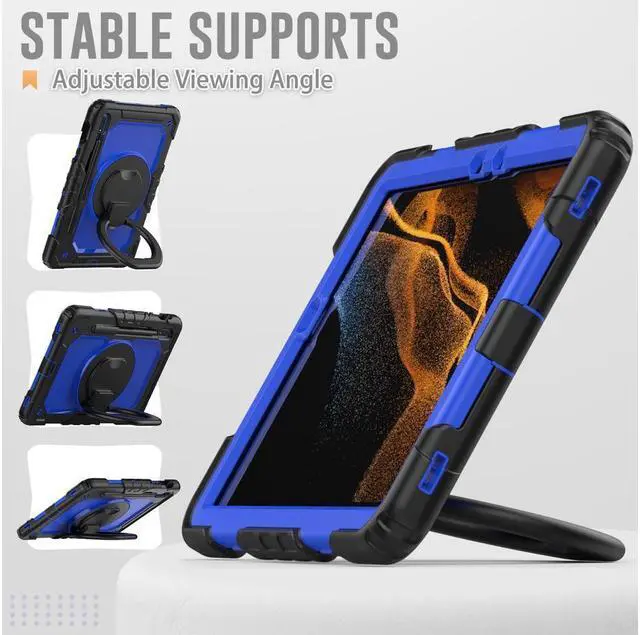 Alt view image 3 of 7 - BONAEVER For Samsung Galaxy Tab S8 Case 11 inch 2022 SM-X700 SM-X706 with Screen Protector / Rotatable Stand / Hand Strap / S-Pen Holder For Galaxy Tab S7 11 inch 2020 SM-T870 SM-T875 SM-T878