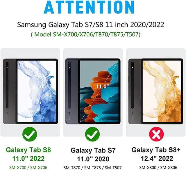 Alt view image 2 of 7 - BONAEVER For Samsung Galaxy Tab S8 Case 11 inch 2022 SM-X700 SM-X706 with Screen Protector / Rotatable Stand / Hand Strap / S-Pen Holder For Galaxy Tab S7 11 inch 2020 SM-T870 SM-T875 SM-T878