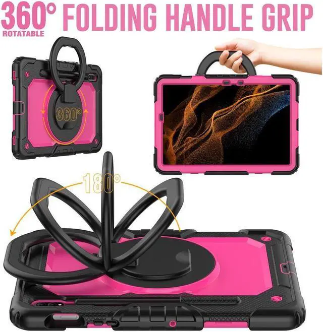 Alt view image 5 of 7 - BONAEVER For Samsung Galaxy Tab S8 Case 11 inch 2022 SM-X700 SM-X706 with Screen Protector / Rotatable Stand / Hand Strap / S-Pen Holder For Galaxy Tab S7 11 inch 2020 SM-T870 SM-T875 SM-T878