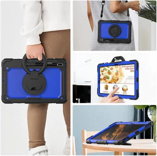 Alt view image 7 of 7 - BONAEVER For Samsung Galaxy Tab S8 Plus 2022 12.4 inch Model SM-X800 SM-X806 Case with Screen Protector / Rotatable Stand / Hand Strap / S-Pen Holder for Galaxy 12.4'' Tab S7 FE 2021 / S7 Plus 2020