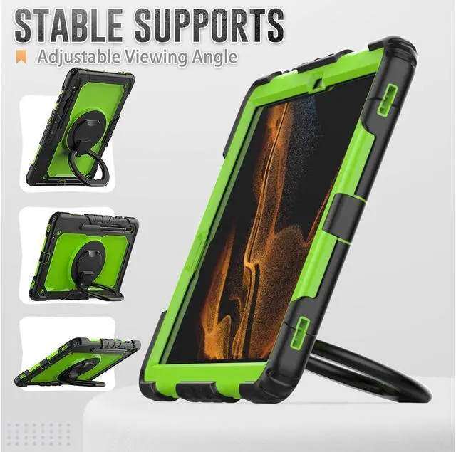 Alt view image 6 of 7 - BONAEVER For Samsung Galaxy Tab S8 Plus 2022 12.4 inch Model SM-X800 SM-X806 Case with Screen Protector / Rotatable Stand / Hand Strap / S-Pen Holder for Galaxy 12.4'' Tab S7 FE 2021 / S7 Plus 2020