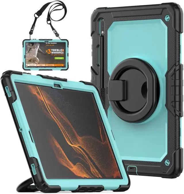 Main image of BONAEVER For Samsung Galaxy Tab S8 Plus 2022 12.4 inch Model SM-X800 SM-X806 Case with Screen Protector / Rotatable Stand / Hand Strap / S-Pen Holder for Galaxy 12.4'' Tab S7 FE 2021 / S7 Plus 2020