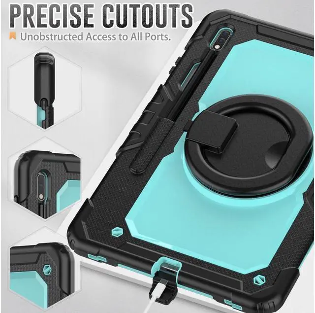 Alt view image 6 of 7 - BONAEVER For Samsung Galaxy Tab S8 Plus 2022 12.4 inch Model SM-X800 SM-X806 Case with Screen Protector / Rotatable Stand / Hand Strap / S-Pen Holder for Galaxy 12.4'' Tab S7 FE 2021 / S7 Plus 2020