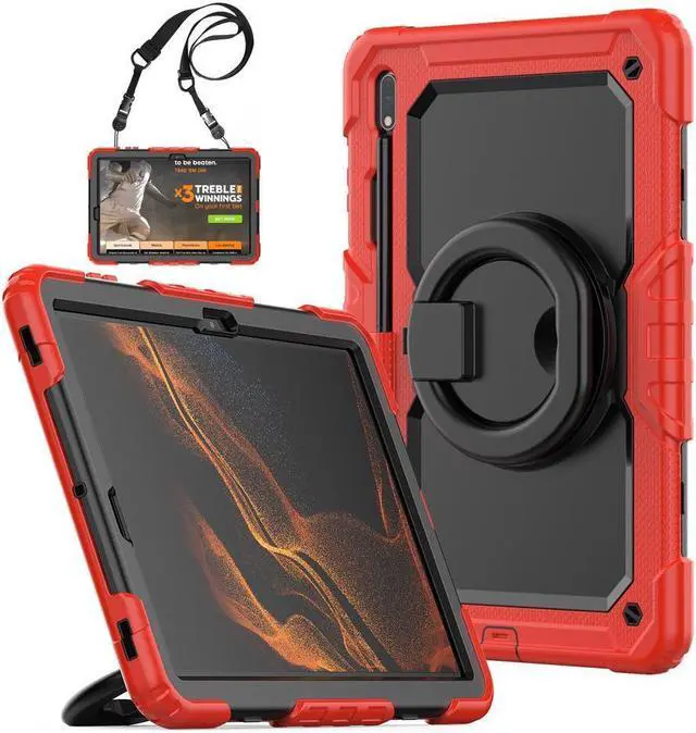Main image of BONAEVER For Samsung Galaxy Tab S8 Plus 2022 12.4 inch Model SM-X800 SM-X806 Case with Screen Protector / Rotatable Stand / Hand Strap / S-Pen Holder for Galaxy 12.4'' Tab S7 FE 2021 / S7 Plus 2020