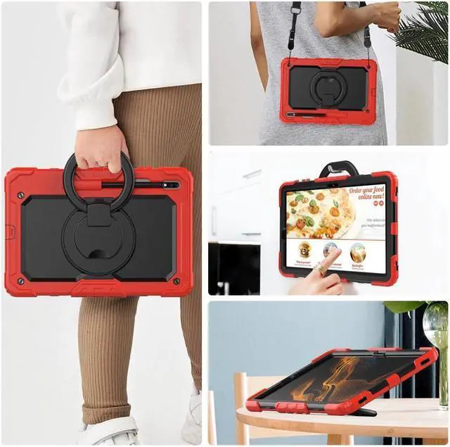 Alt view image 7 of 7 - BONAEVER For Samsung Galaxy Tab S8 Plus 2022 12.4 inch Model SM-X800 SM-X806 Case with Screen Protector / Rotatable Stand / Hand Strap / S-Pen Holder for Galaxy 12.4'' Tab S7 FE 2021 / S7 Plus 2020