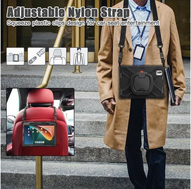 Alt view image 7 of 7 - BONAEVER Protective Case for Xiaomi Mi Pad 5 / MiPad 5 Pro 11 inch 2021 Shockproof Protective Cover with S Pen Holder + Stand and + Handle + Shoulder Strap