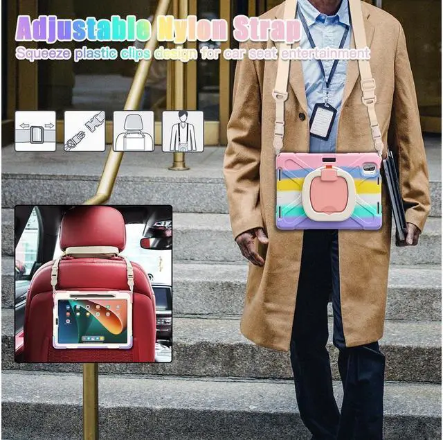 Alt view image 7 of 7 - BONAEVER Protective Case for Xiaomi Mi Pad 5 / MiPad 5 Pro 11 inch 2021 Shockproof Protective Cover with S Pen Holder + Stand and + Handle + Shoulder Strap