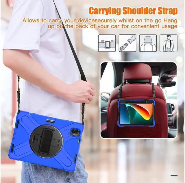 Alt view image 7 of 7 - BONAEVER Case for Xiaomi Mi Pad 5 / MiPad 5 Pro 11 inch 2021 Shockproof Cover with S Pen Holder Hand Strap / Stand and Shoulder Strap