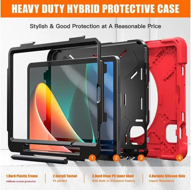 Alt view image 5 of 7 - BONAEVER Case for Xiaomi Mi Pad 5 / MiPad 5 Pro 11 inch 2021 Shockproof Cover with S Pen Holder Hand Strap / Stand and Shoulder Strap