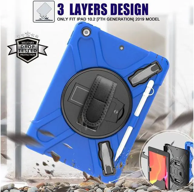 Alt view image 6 of 7 - BONAEVER For iPad 9th 8th 7th Generation 10.2 Case with Pencil Holder Stand and Strap Shoulder Strap Shockproof Cover for iPad 10.2 inch 2021 2020 2019