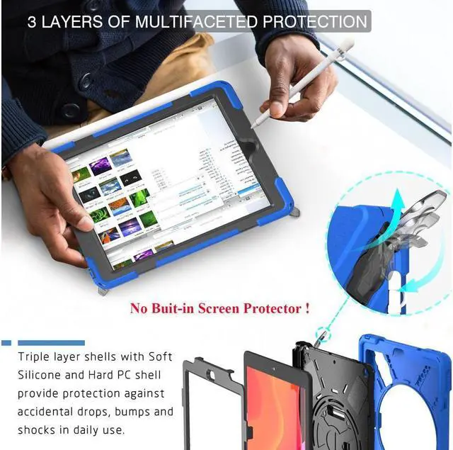 Alt view image 5 of 7 - BONAEVER For iPad 9th 8th 7th Generation 10.2 Case with Pencil Holder Stand and Strap Shoulder Strap Shockproof Cover for iPad 10.2 inch 2021 2020 2019