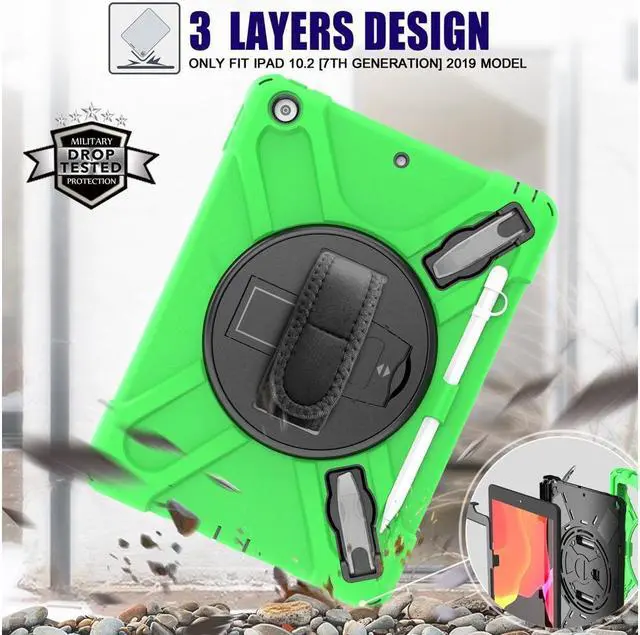 Alt view image 2 of 7 - BONAEVER For iPad 9th 8th 7th Generation 10.2 Case with Pencil Holder Stand and Strap Shoulder Strap Shockproof Cover for iPad 10.2 inch 2021 2020 2019