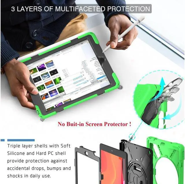 Alt view image 3 of 7 - BONAEVER For iPad 9th 8th 7th Generation 10.2 Case with Pencil Holder Stand and Strap Shoulder Strap Shockproof Cover for iPad 10.2 inch 2021 2020 2019
