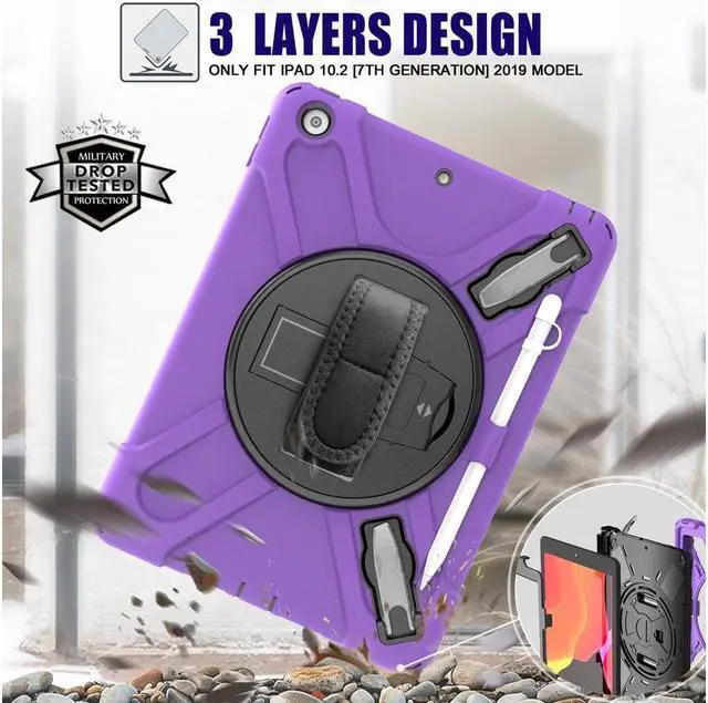 Alt view image 5 of 7 - BONAEVER For iPad 9th 8th 7th Generation 10.2 Case with Pencil Holder Stand and Strap Shoulder Strap Shockproof Cover for iPad 10.2 inch 2021 2020 2019