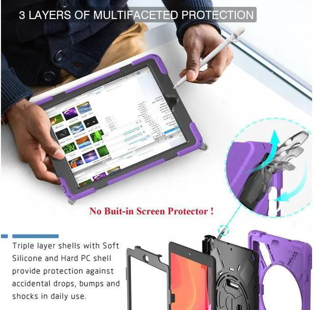 Alt view image 6 of 7 - BONAEVER For iPad 9th 8th 7th Generation 10.2 Case with Pencil Holder Stand and Strap Shoulder Strap Shockproof Cover for iPad 10.2 inch 2021 2020 2019