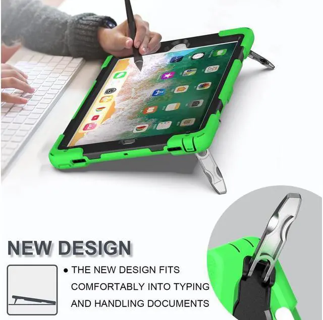 Alt view image 2 of 7 - BONAEVER Shockproof Case for iPad 9.7 inch 2017 2018 iPad Air 2 2017 iPad Pro 9.7 2016 with Rotating Stand and Strap Pencil Holder Shoulder Strap