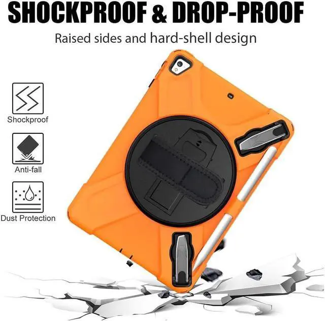 Alt view image 3 of 7 - BONAEVER Shockproof Case for iPad 9.7 inch 2017 2018 iPad Air 2 2017 iPad Pro 9.7 2016 with Rotating Stand and Strap Pencil Holder Shoulder Strap