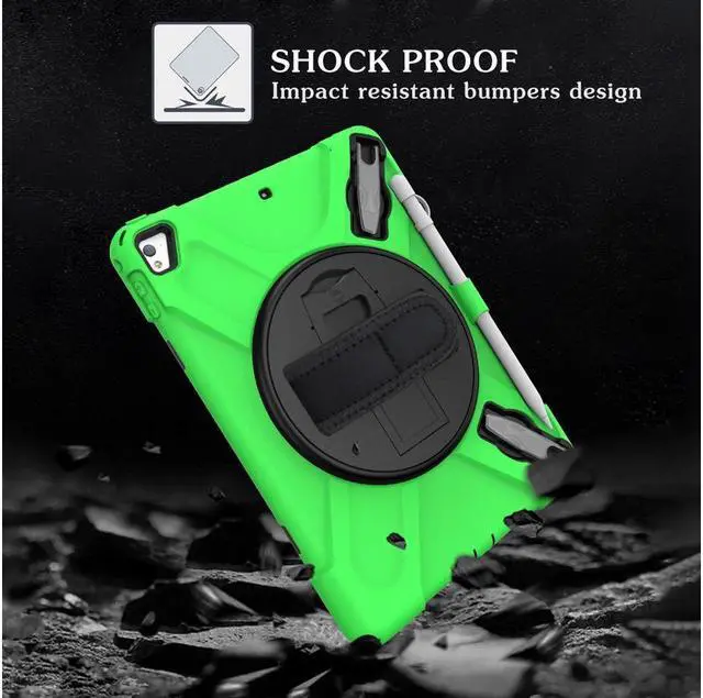 Alt view image 5 of 7 - BONAEVER Shockproof Case for iPad 9.7 inch 2017 2018 iPad Air 2 2017 iPad Pro 9.7 2016 with Rotating Stand and Strap Pencil Holder Shoulder Strap