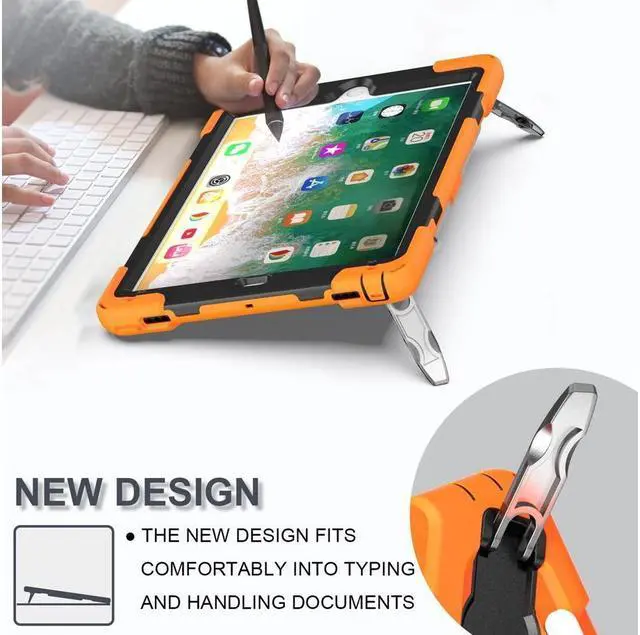 Alt view image 4 of 7 - BONAEVER Shockproof Case for iPad 9.7 inch 2017 2018 iPad Air 2 2017 iPad Pro 9.7 2016 with Rotating Stand and Strap Pencil Holder Shoulder Strap