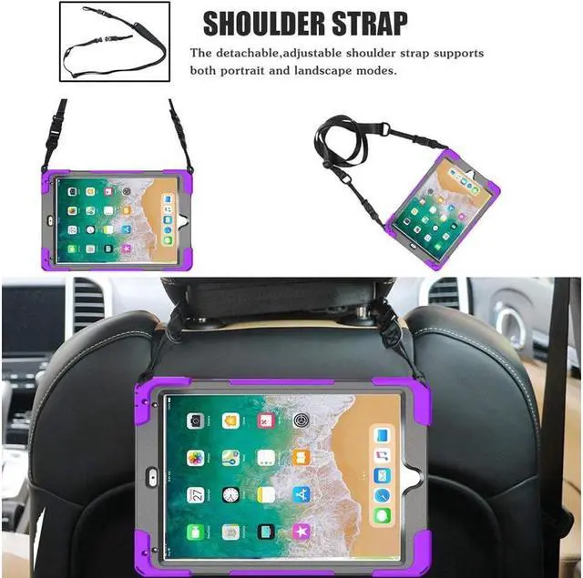 Alt view image 7 of 7 - BONAEVER Shockproof Case for iPad 9.7 inch 2017 2018 iPad Air 2 2017 iPad Pro 9.7 2016 with Rotating Stand and Strap Pencil Holder Shoulder Strap
