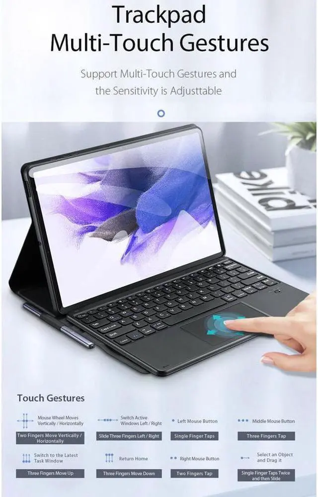 Alt view image 3 of 7 - BONAEVER Touchpad Keyboard Case for Samsung Galaxy S8 / S7 11 inch SM-X700 X706 T870 T875 T878 Wireless Magnetic Keyboard Cover with Trackpad & S Pen Holder