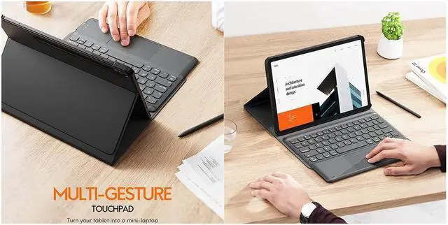 Alt view image 7 of 7 - BONAEVER Touchpad Keyboard Case for Samsung Galaxy S8 / S7 11 inch SM-X700 X706 T870 T875 T878 Wireless Magnetic Keyboard Cover with Trackpad & S Pen Holder
