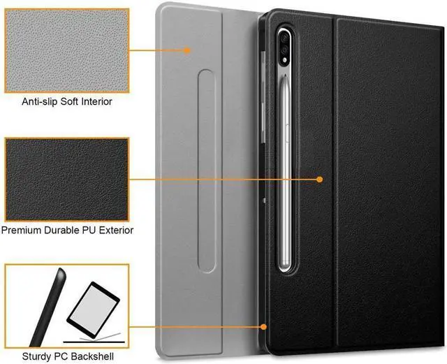Alt view image 5 of 7 - BONAEVER For Galaxy Tab S8 Ultra 14.6" Keyboard Case with S Pen Holder PU Leather Stand Cover with Bluetooth Keyboard for Samsung Galaxy Tab S8 Ultra 14.6 inch 2022 Release Model SM-X900 SM-X906
