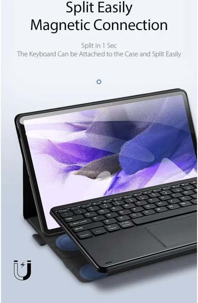 Alt view image 3 of 7 - BONAEVER Touchpad Keyboard Case for Samsung Galaxy Tab S8 Ultra 14.6 inch 2022 14.6 inch Model SM-X900 / SM-X906 Wireless Trackpad Keyboard & Slim PU Leather Stand Cover with S Pen Holder