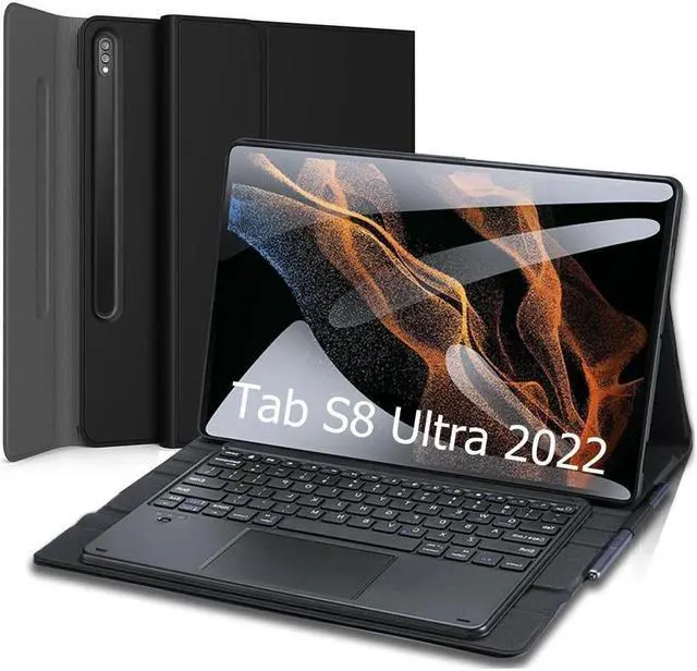 Main image of BONAEVER Touchpad Keyboard Case for Samsung Galaxy Tab S8 Ultra 14.6 inch 2022 14.6 inch Model SM-X900 / SM-X906 Wireless Trackpad Keyboard & Slim PU Leather Stand Cover with S Pen Holder