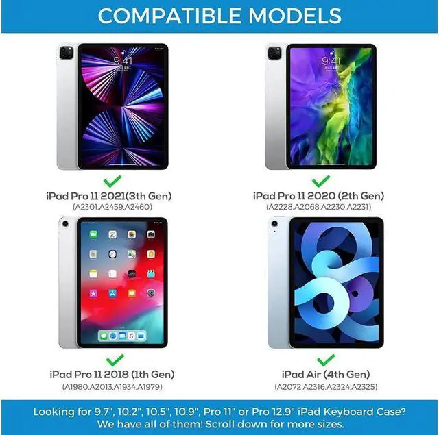 Alt view image 2 of 7 - BONAEVER Touchpad Keyboard Case for iPad Air 11 Inch M3 M2 2025 2024 iPad Pro 11 Inch 2022 2021 2020 2018 iPad Air 5th 4th Gen 10.9 with Multi-Touch Trackpad / Pencil Holder 360° Rotatable 7 Color