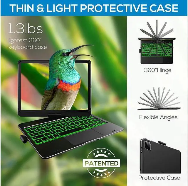 Alt view image 5 of 7 - BONAEVER Touchpad Keyboard Case for iPad Air 11 Inch M3 M2 2025 2024 iPad Pro 11 Inch 2022 2021 2020 2018 iPad Air 5th 4th Gen 10.9 with Multi-Touch Trackpad / Pencil Holder 360° Rotatable 7 Color