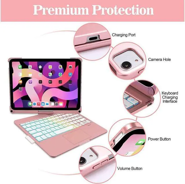 Alt view image 3 of 7 - BONAEVER Touchpad Keyboard Case for iPad Air 11 Inch M3 M2 2025 2024 iPad Pro 11 Inch 2022 2021 2020 2018 iPad Air 5th 4th Gen 10.9 with Multi-Touch Trackpad / Pencil Holder 360° Rotatable 7 Color