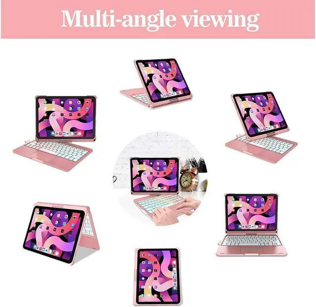 Alt view image 5 of 7 - BONAEVER Touchpad Keyboard Case for iPad Air 11 Inch M3 M2 2025 2024 iPad Pro 11 Inch 2022 2021 2020 2018 iPad Air 5th 4th Gen 10.9 with Multi-Touch Trackpad / Pencil Holder 360° Rotatable 7 Color