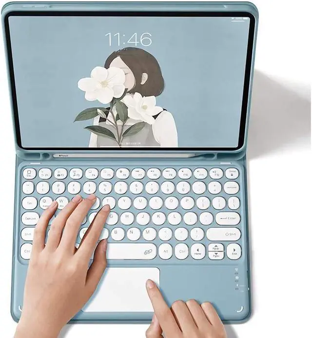 Alt view image 3 of 7 - BONAEVER Keyboard Case for iPad Air 5 2022 / Air 4 2020 Slim Leather Cover with Touchpad Keyboard / Pencil Holder for iPad Air 5th / 4th Generation 10.9 inch