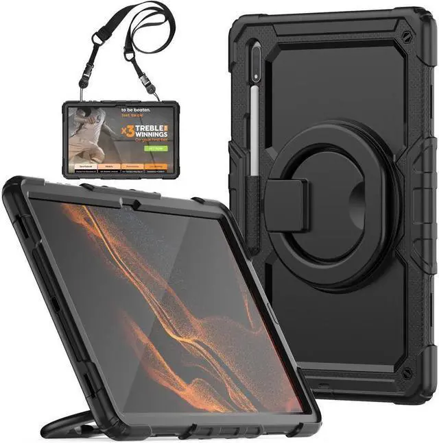 Main image of BONAEVER For Samsung Galaxy Tab S8 Ultra 14.6" Case Model SM-X900 SM-X906 with S Pen Holder Shockproof Protective Cover with Rotating Stand and & Shoulder Strap