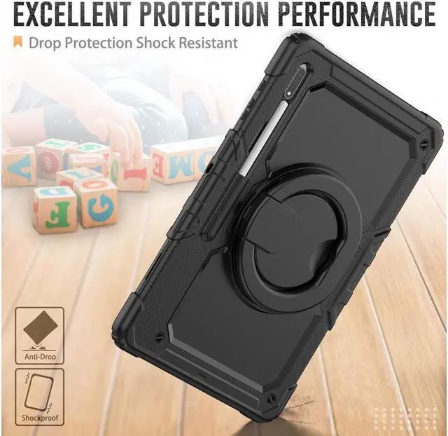 Alt view image 3 of 7 - BONAEVER For Samsung Galaxy Tab S8 Ultra 14.6" Case Model SM-X900 SM-X906 with S Pen Holder Shockproof Protective Cover with Rotating Stand and & Shoulder Strap