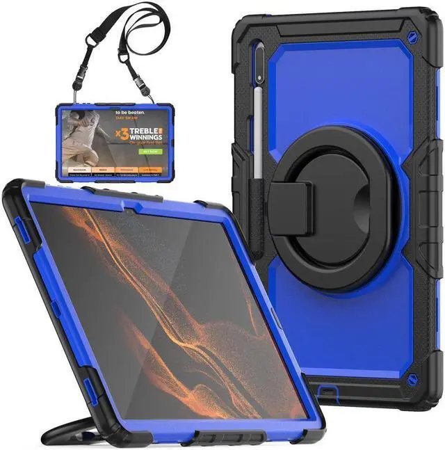 Main image of BONAEVER For Samsung Galaxy Tab S8 Ultra 14.6" Case Model SM-X900 SM-X906 with S Pen Holder Shockproof Protective Cover with Rotating Stand and & Shoulder Strap