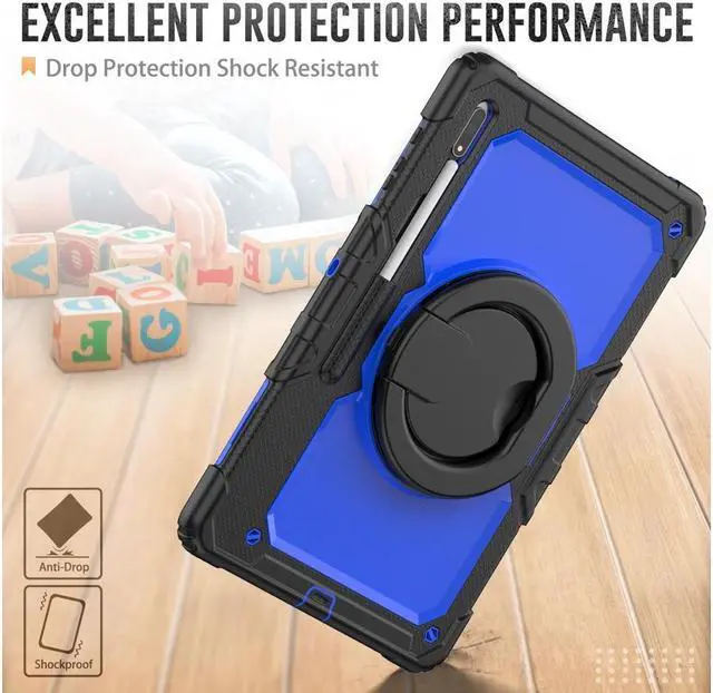 Alt view image 3 of 7 - BONAEVER For Samsung Galaxy Tab S8 Ultra 14.6" Case Model SM-X900 SM-X906 with S Pen Holder Shockproof Protective Cover with Rotating Stand and & Shoulder Strap