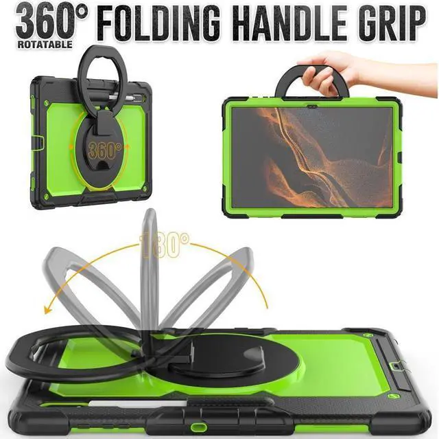 Alt view image 4 of 7 - BONAEVER For Samsung Galaxy Tab S8 Ultra 14.6" Case Model SM-X900 SM-X906 with S Pen Holder Shockproof Protective Cover with Rotating Stand and & Shoulder Strap
