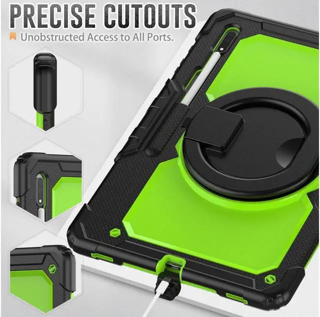 Alt view image 6 of 7 - BONAEVER For Samsung Galaxy Tab S8 Ultra 14.6" Case Model SM-X900 SM-X906 with S Pen Holder Shockproof Protective Cover with Rotating Stand and & Shoulder Strap