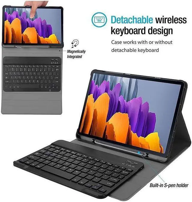 Alt view image 3 of 7 - BONAEVER For Galaxy Tab S8 Ultra 14.6" Keyboard Case with S Pen Holder PU Leather Stand Cover with Bluetooth Keyboard for Samsung Galaxy Tab S8 Ultra 14.6 inch 2022 Release Model SM-X900 SM-X906